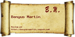 Benyus Martin névjegykártya